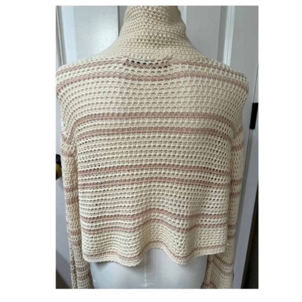 Free People Montauk Dunes Crochet Open Weave Mock Cowl Top